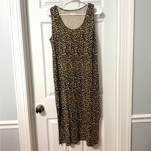 J. Crew Dresses & Skirts - J Crew cotton Midi dress leopard print Sz L